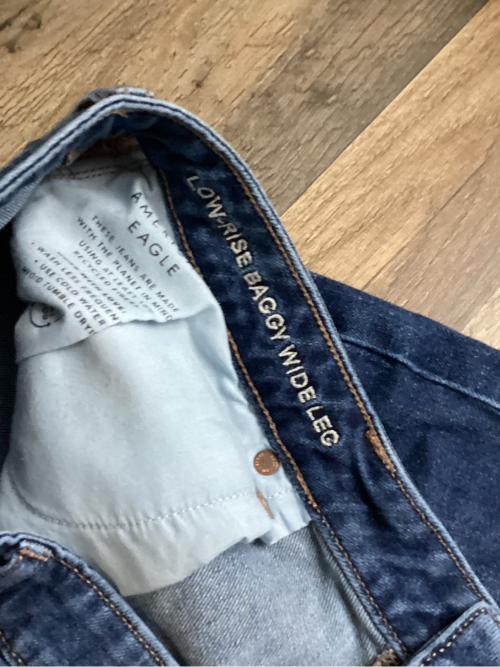 American Eagle Outfitters Wide Leg Dark Blue Jeans - Picture 5 of 8